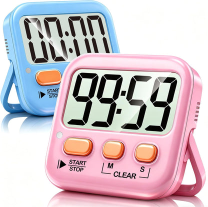 2 Pack Digital Timer for Kids Classroom Kitchen Timers for Cooking | Compact, Easy to View, Alarm/Mute LED Remind, Count Down/Up, Magnetic/Kickstand/Hanging, Classroom Timer for Teacher Supplies