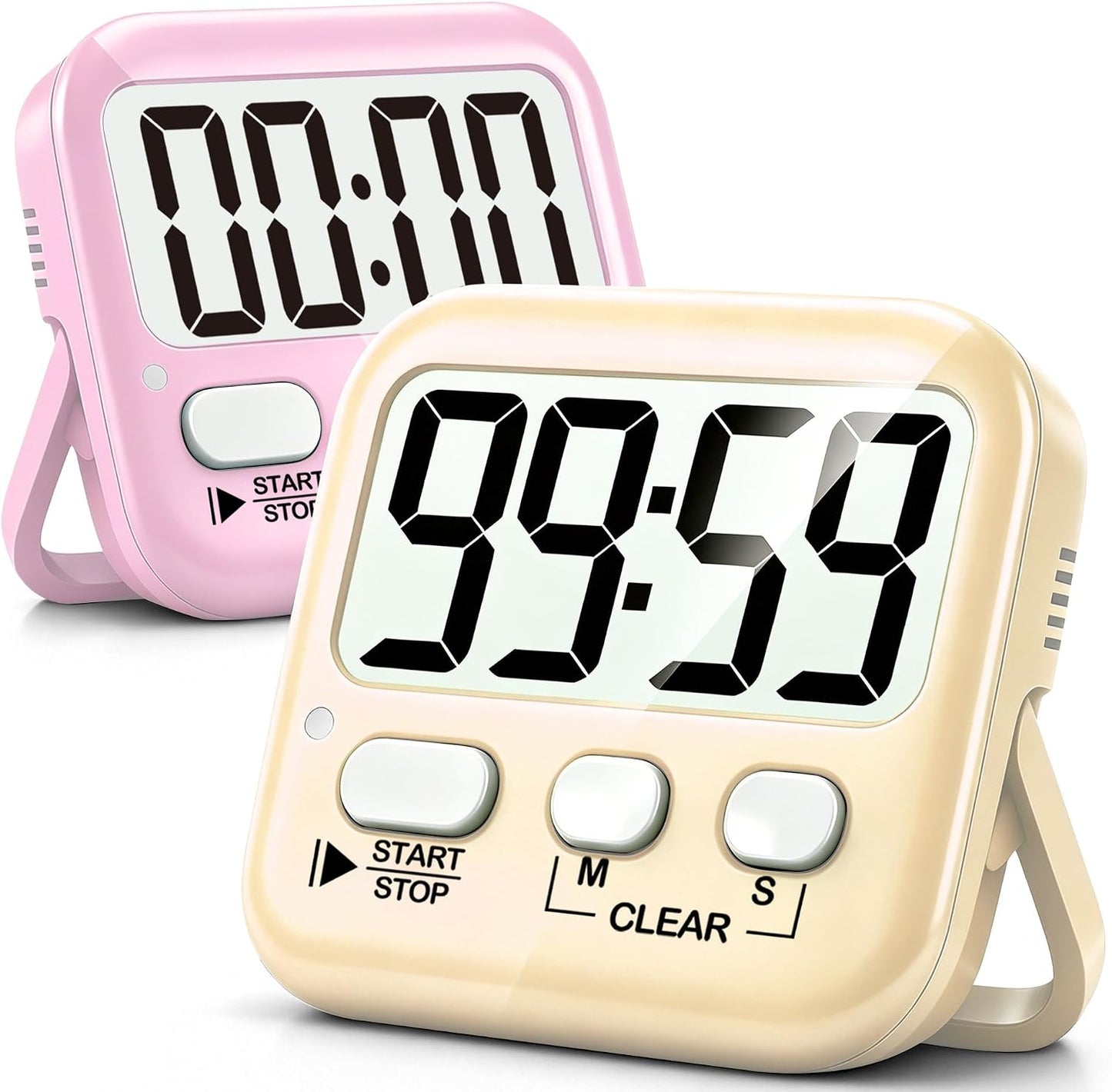 2 Pack Digital Timer for Kids Classroom Kitchen Timers for Cooking | Compact, Easy to View, Alarm/Mute LED Remind, Count Down/Up, Magnetic/Kickstand/Hanging, Classroom Timer for Teacher Supplies