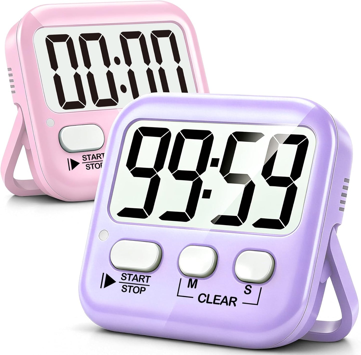 2 Pack Digital Timer for Kids Classroom Kitchen Timers for Cooking | Compact, Easy to View, Alarm/Mute LED Remind, Count Down/Up, Magnetic/Kickstand/Hanging, Classroom Timer for Teacher Supplies