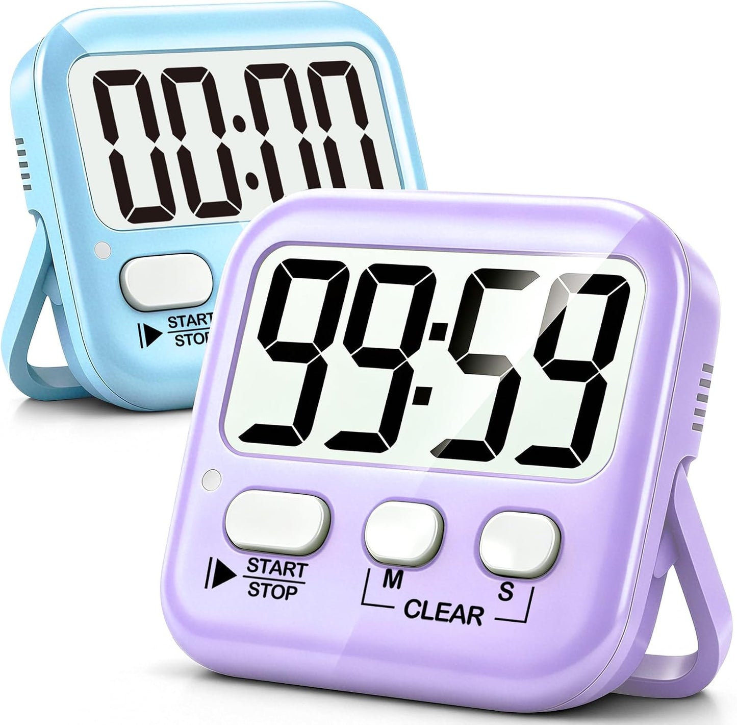 2 Pack Digital Timer for Kids Classroom Kitchen Timers for Cooking | Compact, Easy to View, Alarm/Mute LED Remind, Count Down/Up, Magnetic/Kickstand/Hanging, Classroom Timer for Teacher Supplies