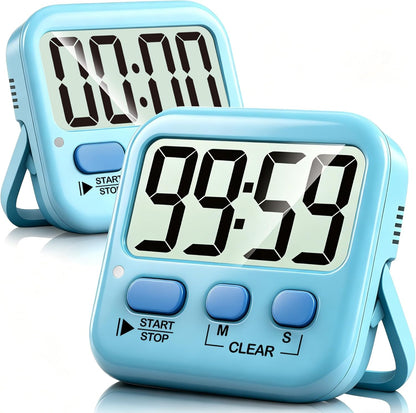 2 Pack Digital Timer for Kids Classroom Kitchen Timers for Cooking | Compact, Easy to View, Alarm/Mute LED Remind, Count Down/Up, Magnetic/Kickstand/Hanging, Classroom Timer for Teacher Supplies