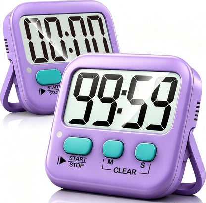 2 Pack Digital Timer for Kids Classroom Kitchen Timers for Cooking | Compact, Easy to View, Alarm/Mute LED Remind, Count Down/Up, Magnetic/Kickstand/Hanging, Classroom Timer for Teacher Supplies