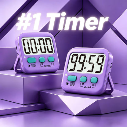 2 Pack Digital Timer for Kids Classroom Kitchen Timers for Cooking | Compact, Easy to View, Alarm/Mute LED Remind, Count Down/Up, Magnetic/Kickstand/Hanging, Classroom Timer for Teacher Supplies
