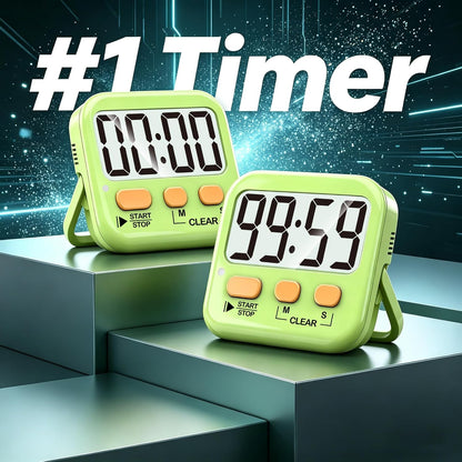 2 Pack Digital Timer for Kids Classroom Kitchen Timers for Cooking | Compact, Easy to View, Alarm/Mute LED Remind, Count Down/Up, Magnetic/Kickstand/Hanging, Classroom Timer for Teacher Supplies