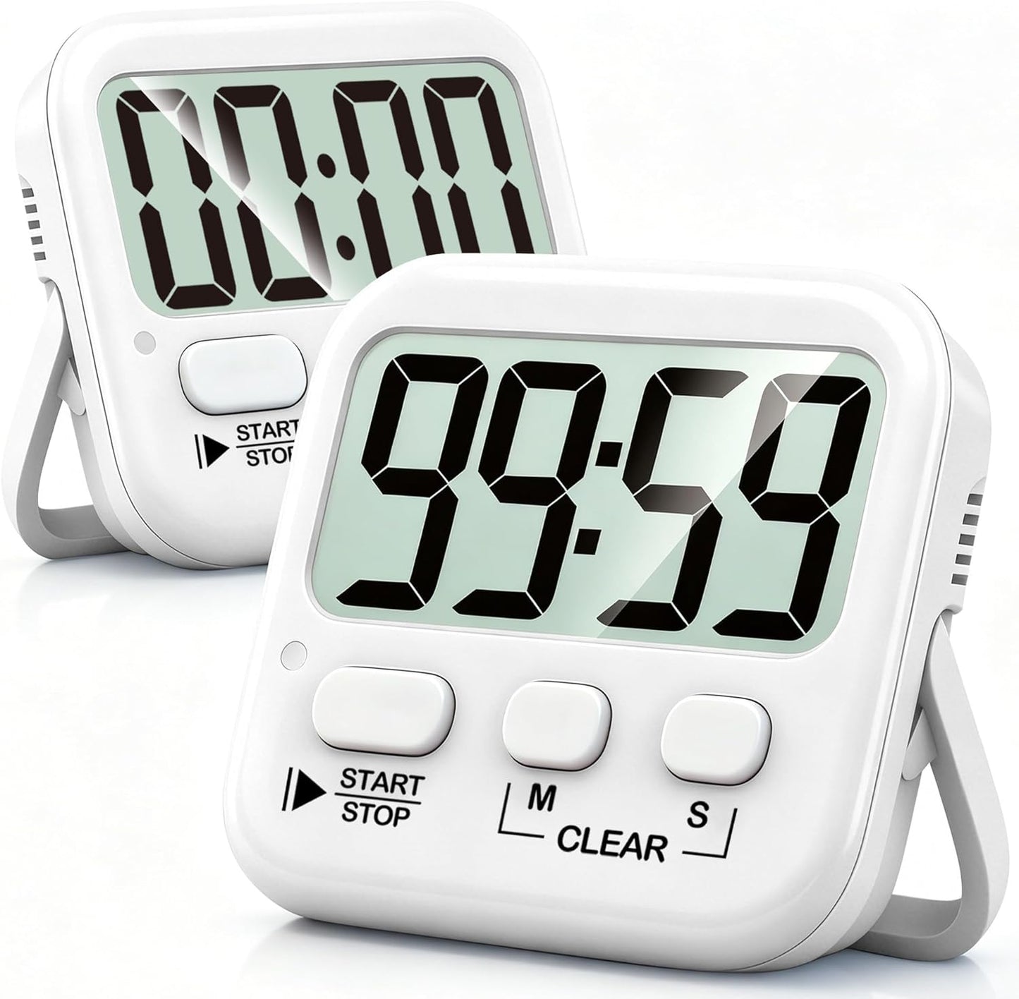 2 Pack Digital Timer for Kids Classroom Kitchen Timers for Cooking | Compact, Easy to View, Alarm/Mute LED Remind, Count Down/Up, Magnetic/Kickstand/Hanging, Classroom Timer for Teacher Supplies