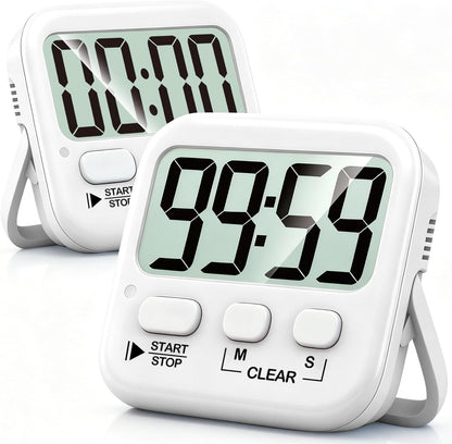 2 Pack Digital Timer for Kids Classroom Kitchen Timers for Cooking | Compact, Easy to View, Alarm/Mute LED Remind, Count Down/Up, Magnetic/Kickstand/Hanging, Classroom Timer for Teacher Supplies