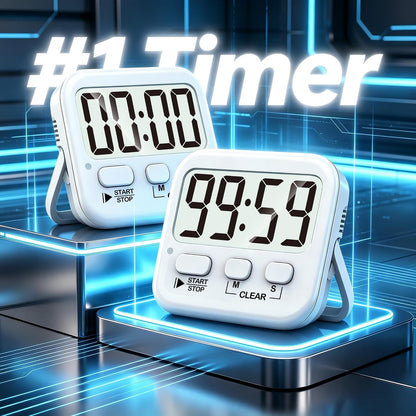 2 Pack Digital Timer for Kids Classroom Kitchen Timers for Cooking | Compact, Easy to View, Alarm/Mute LED Remind, Count Down/Up, Magnetic/Kickstand/Hanging, Classroom Timer for Teacher Supplies