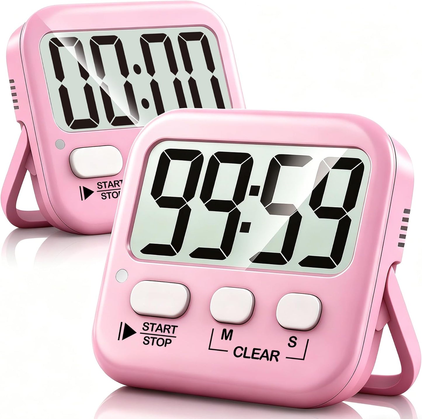 2 Pack Digital Timer for Kids Classroom Kitchen Timers for Cooking | Compact, Easy to View, Alarm/Mute LED Remind, Count Down/Up, Magnetic/Kickstand/Hanging, Classroom Timer for Teacher Supplies