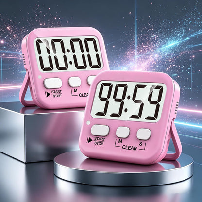 2 Pack Digital Timer for Kids Classroom Kitchen Timers for Cooking | Compact, Easy to View, Alarm/Mute LED Remind, Count Down/Up, Magnetic/Kickstand/Hanging, Classroom Timer for Teacher Supplies