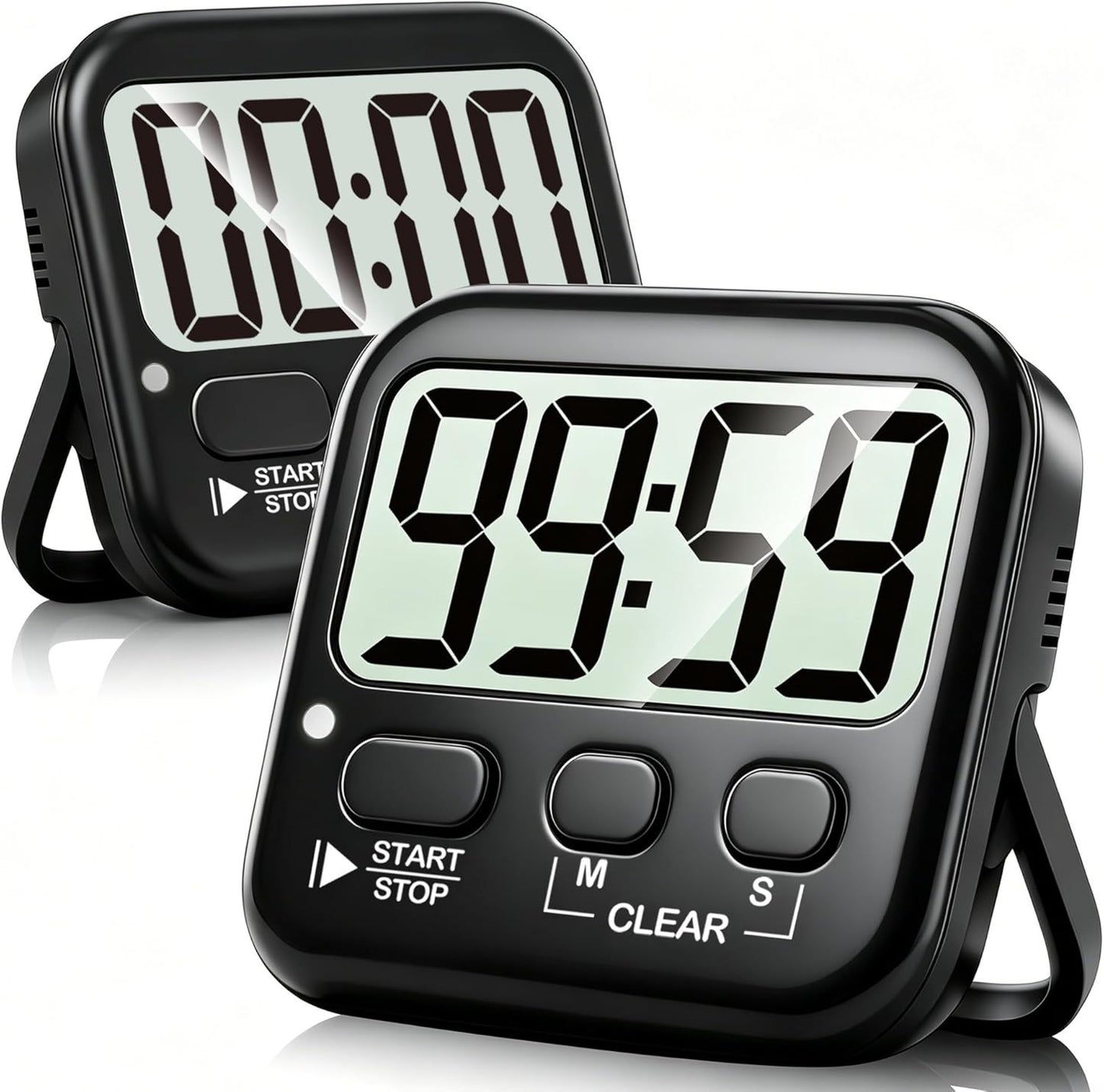 2 Pack Digital Timer for Kids Classroom Kitchen Timers for Cooking | Compact, Easy to View, Alarm/Mute LED Remind, Count Down/Up, Magnetic/Kickstand/Hanging, Classroom Timer for Teacher Supplies