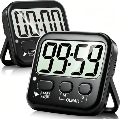 2 Pack Digital Timer for Kids Classroom Kitchen Timers for Cooking | Compact, Easy to View, Alarm/Mute LED Remind, Count Down/Up, Magnetic/Kickstand/Hanging, Classroom Timer for Teacher Supplies