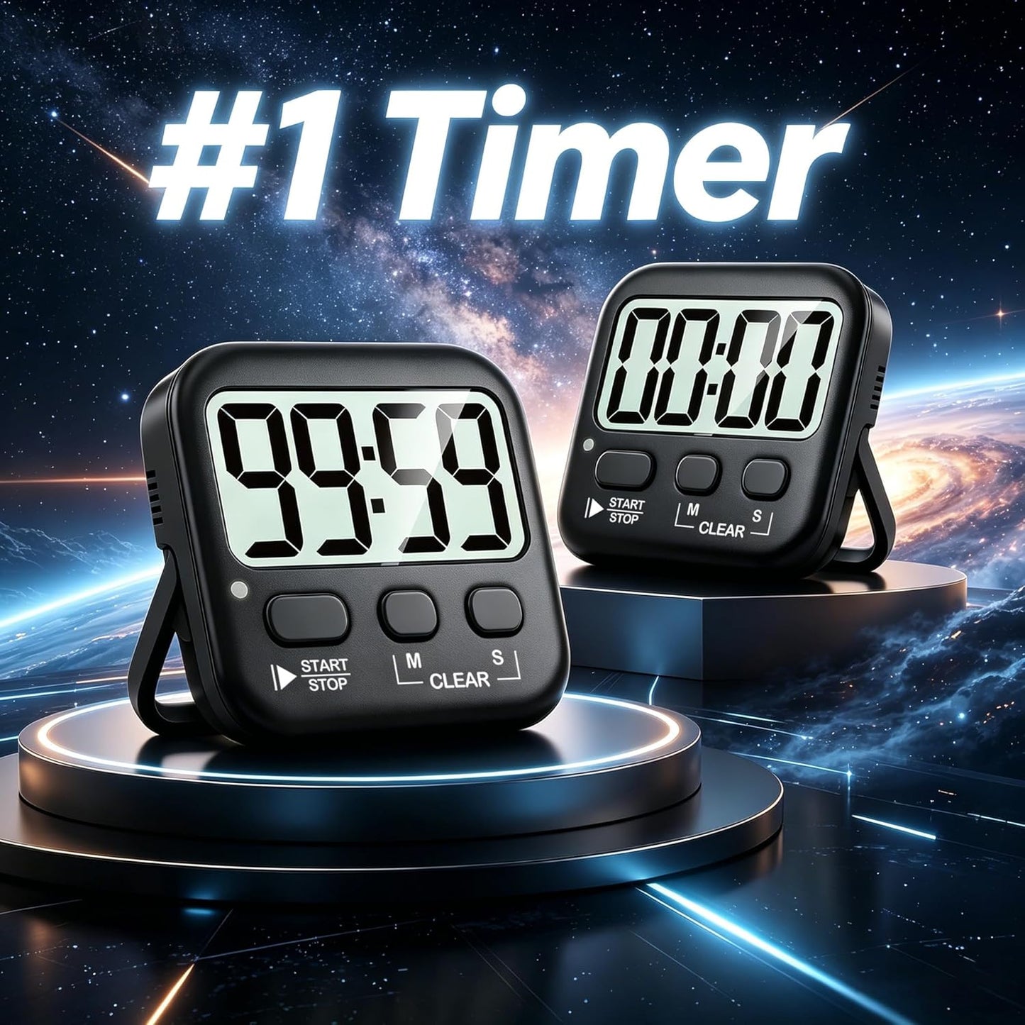 2 Pack Digital Timer for Kids Classroom Kitchen Timers for Cooking | Compact, Easy to View, Alarm/Mute LED Remind, Count Down/Up, Magnetic/Kickstand/Hanging, Classroom Timer for Teacher Supplies