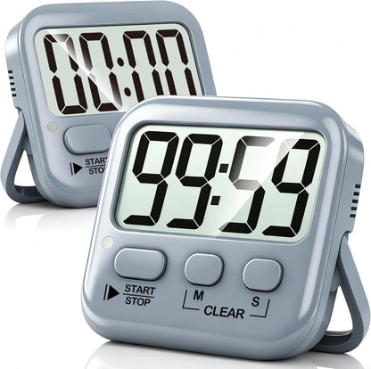 2 Pack Digital Timer for Kids Classroom Kitchen Timers for Cooking | Compact, Easy to View, Alarm/Mute LED Remind, Count Down/Up, Magnetic/Kickstand/Hanging, Classroom Timer for Teacher Supplies