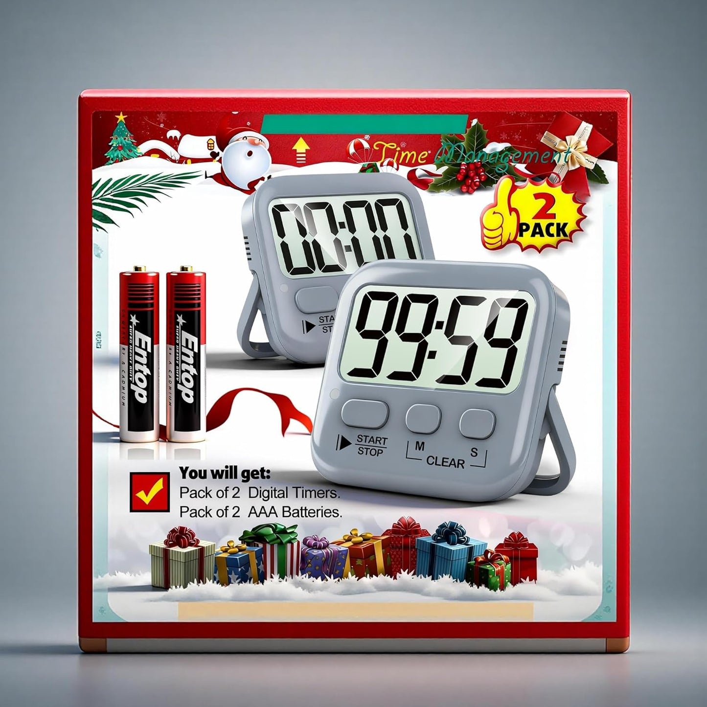 2 Pack Digital Timer for Kids Classroom Kitchen Timers for Cooking | Compact, Easy to View, Alarm/Mute LED Remind, Count Down/Up, Magnetic/Kickstand/Hanging, Classroom Timer for Teacher Supplies