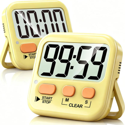 2 Pack Digital Timer for Kids Classroom Kitchen Timers for Cooking | Compact, Easy to View, Alarm/Mute LED Remind, Count Down/Up, Magnetic/Kickstand/Hanging, Classroom Timer for Teacher Supplies