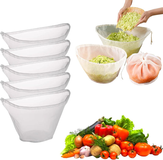 Ultra Fine Mesh Strainer Bags, Cheese Cloth Bags for Straining | 5PCS Reusable Nylon Cheese Cloth Filter Bag for Filter NutMilk, Coffee, Milk, Butter, Juices and Fresh Cheese