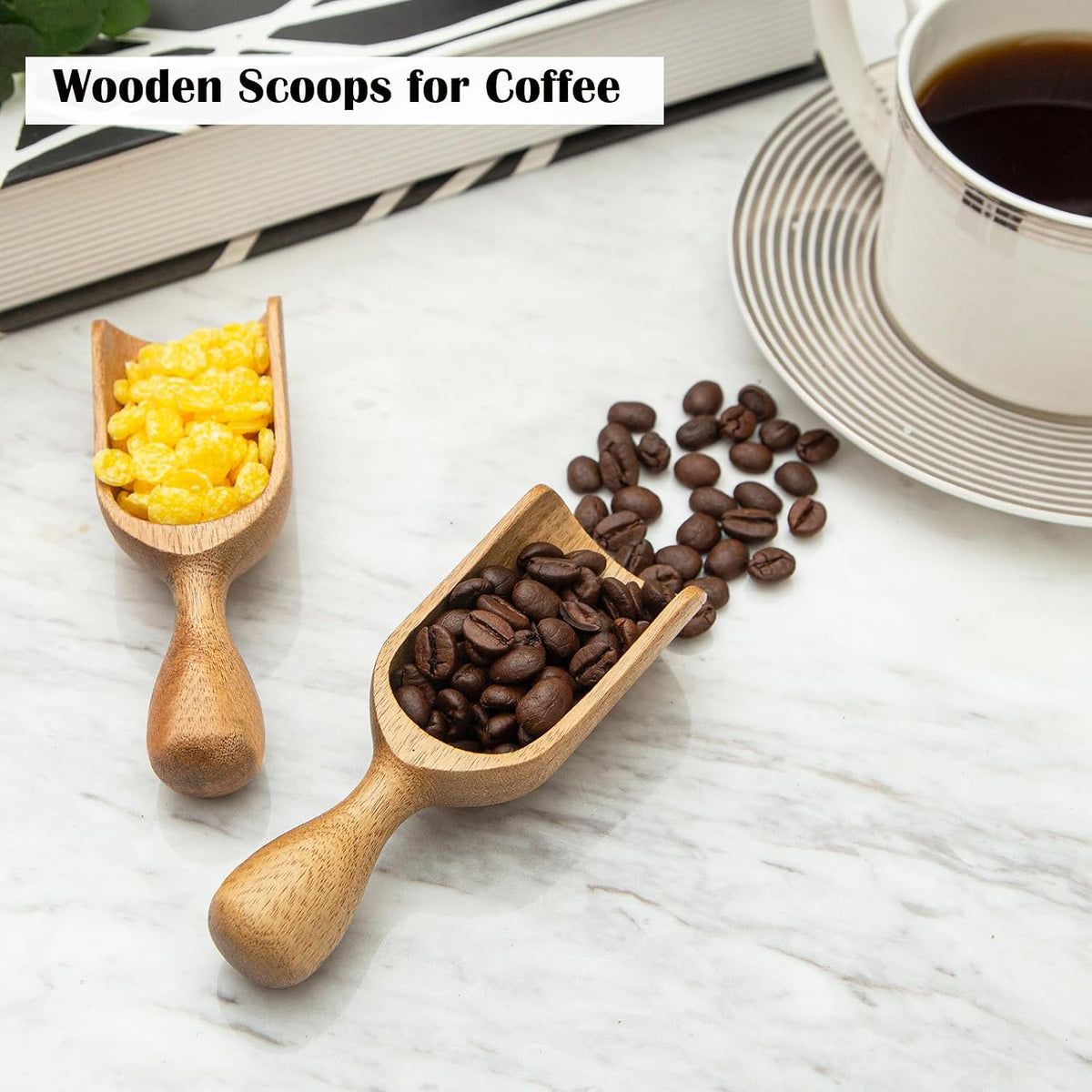 Wooden Scoops for Canisters Wooden Scoop for Jars Acacia Small Measuring Spoons for Ground Coffee Scoops Shovel Mini Kitchen Scooper for Tea Powder Bath Salt Laundry Detergent Shove- Multipurpose