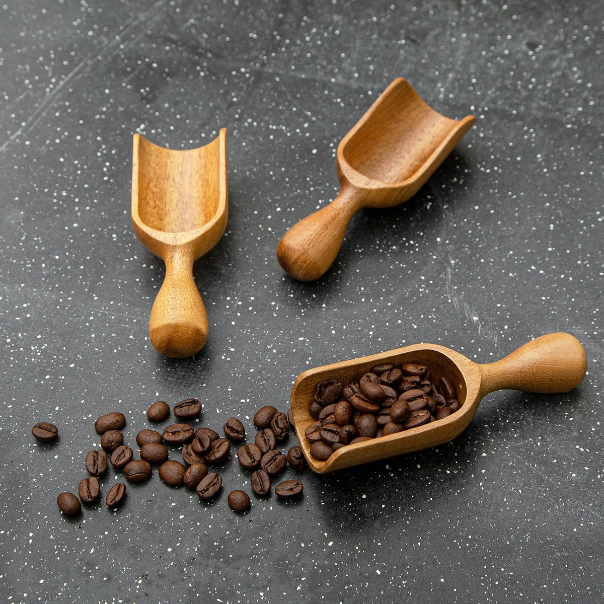 Wooden Scoops for Canisters Wooden Scoop for Jars Acacia Small Measuring Spoons for Ground Coffee Scoops Shovel Mini Kitchen Scooper for Tea Powder Bath Salt Laundry Detergent Shove- Multipurpose