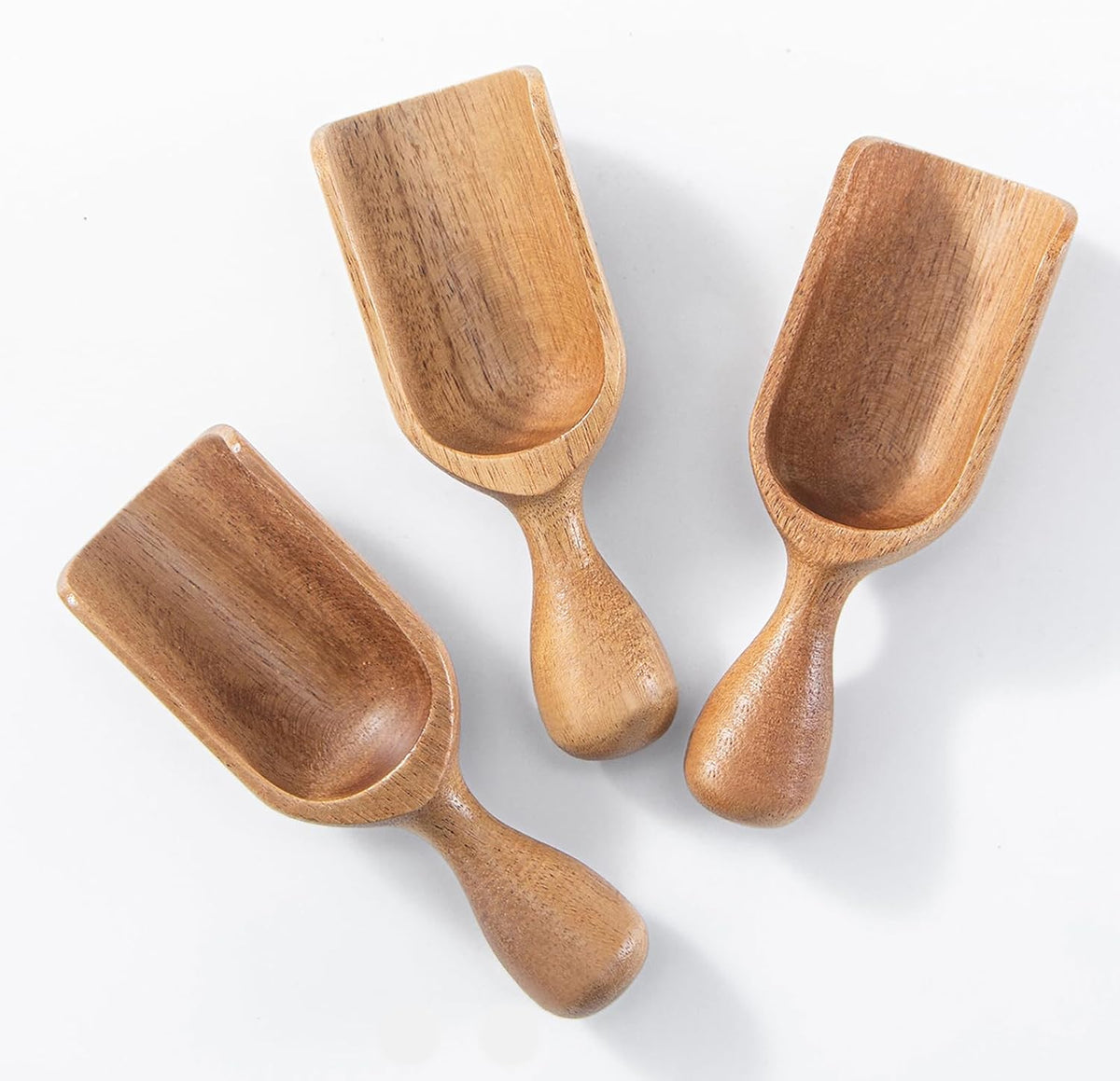Wooden Scoops for Canisters Wooden Scoop for Jars Acacia Small Measuring Spoons for Ground Coffee Scoops Shovel Mini Kitchen Scooper for Tea Powder Bath Salt Laundry Detergent Shove- Multipurpose