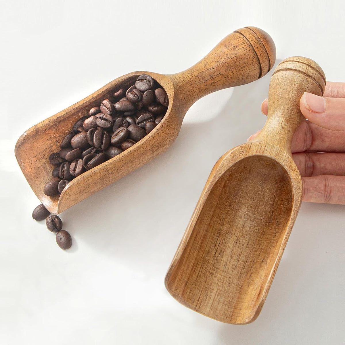 Wooden Scoops for Canisters Wooden Scoop for Jars Acacia Small Measuring Spoons for Ground Coffee Scoops Shovel Mini Kitchen Scooper for Tea Powder Bath Salt Laundry Detergent Shove- Multipurpose