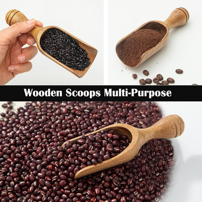 Wooden Scoops for Canisters Wooden Scoop for Jars Acacia Small Measuring Spoons for Ground Coffee Scoops Shovel Mini Kitchen Scooper for Tea Powder Bath Salt Laundry Detergent Shove- Multipurpose