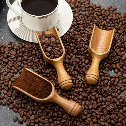 Wooden Scoops for Canisters Wooden Scoop for Jars Acacia Small Measuring Spoons for Ground Coffee Scoops Shovel Mini Kitchen Scooper for Tea Powder Bath Salt Laundry Detergent Shove- Multipurpose