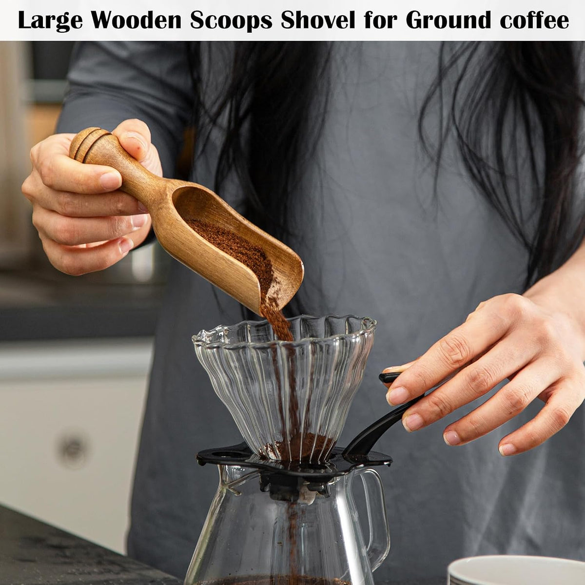 Wooden Scoops for Canisters Wooden Scoop for Jars Acacia Small Measuring Spoons for Ground Coffee Scoops Shovel Mini Kitchen Scooper for Tea Powder Bath Salt Laundry Detergent Shove- Multipurpose