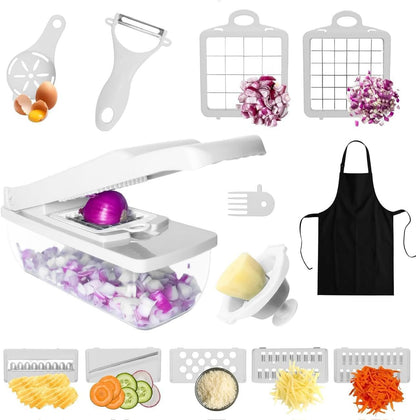 Kalmat Dynamics Food Chopper & Vegetable Slicer, White+Green