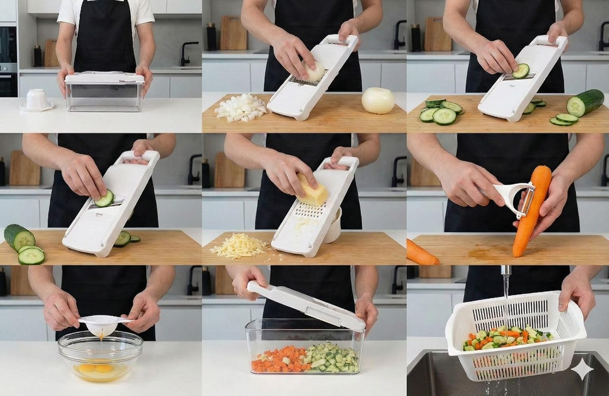 Kalmat Dynamics Food Chopper & Vegetable Slicer, White+Green