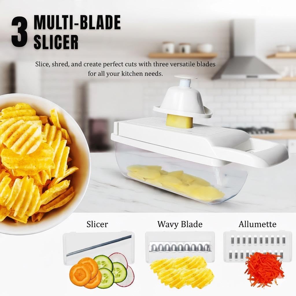 Kalmat Dynamics Food Chopper & Vegetable Slicer, White+Green