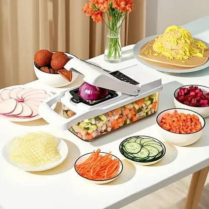 Kalmat Dynamics Food Chopper & Vegetable Slicer, White+Green