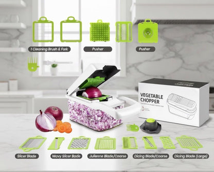 Kalmat Dynamics Food Chopper & Vegetable Slicer, White+Green