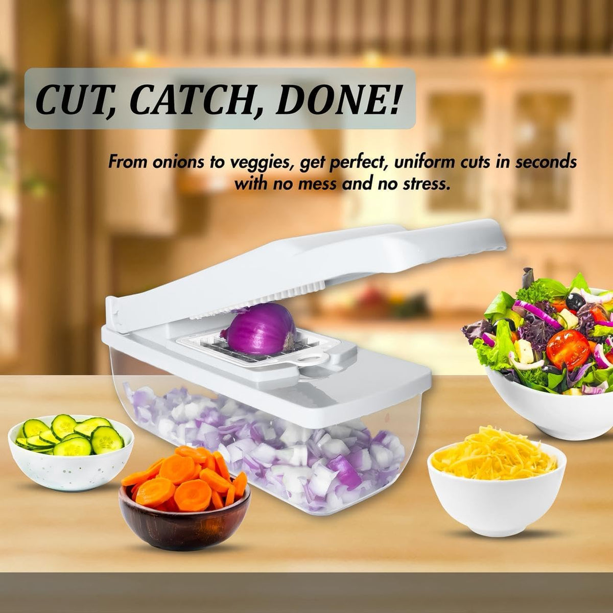 Kalmat Dynamics Food Chopper & Vegetable Slicer, White+Green