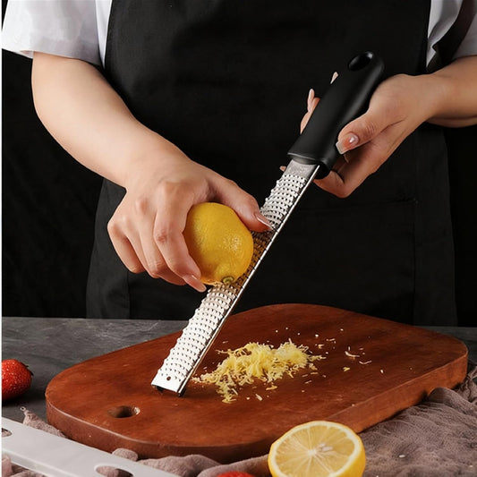 Stainless Steel Lemon Zester Cheese Grater, Protective Cover Ergonomic Black Handle