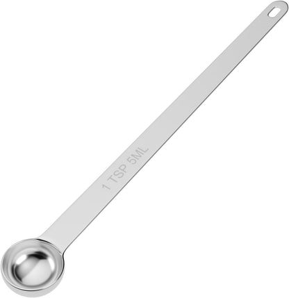 2PCS 1Tsp(1/3tbsp, 5ml) Extra Long Handle Measuring Spoon, Single Stainless Steel Individual Measure Scoop Only