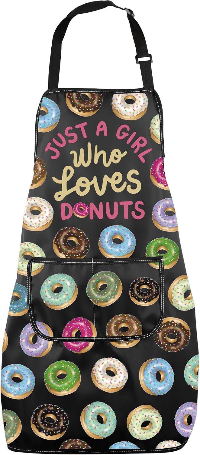 Sweet Donut Lover Gift Just A Girl Who Loves Donuts Bread Apron With Pockets Baking Themed Gift Pastry Maker Apron