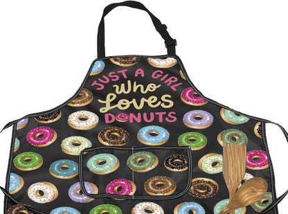 Sweet Donut Lover Gift Just A Girl Who Loves Donuts Bread Apron With Pockets Baking Themed Gift Pastry Maker Apron