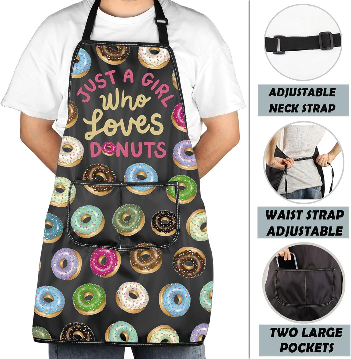 Sweet Donut Lover Gift Just A Girl Who Loves Donuts Bread Apron With Pockets Baking Themed Gift Pastry Maker Apron