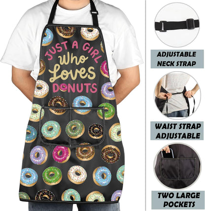 Sweet Donut Lover Gift Just A Girl Who Loves Donuts Bread Apron With Pockets Baking Themed Gift Pastry Maker Apron