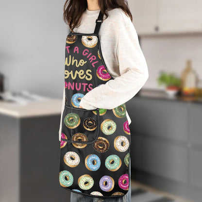Sweet Donut Lover Gift Just A Girl Who Loves Donuts Bread Apron With Pockets Baking Themed Gift Pastry Maker Apron