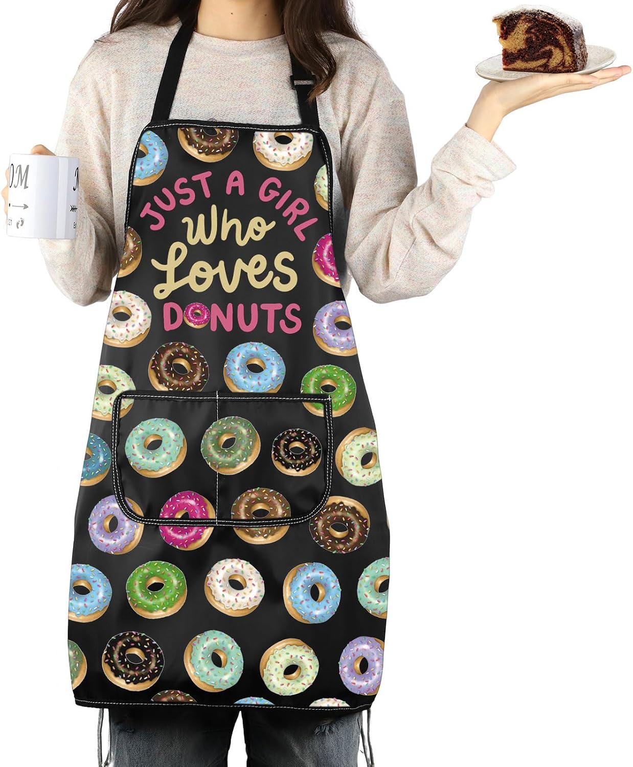 Sweet Donut Lover Gift Just A Girl Who Loves Donuts Bread Apron With Pockets Baking Themed Gift Pastry Maker Apron