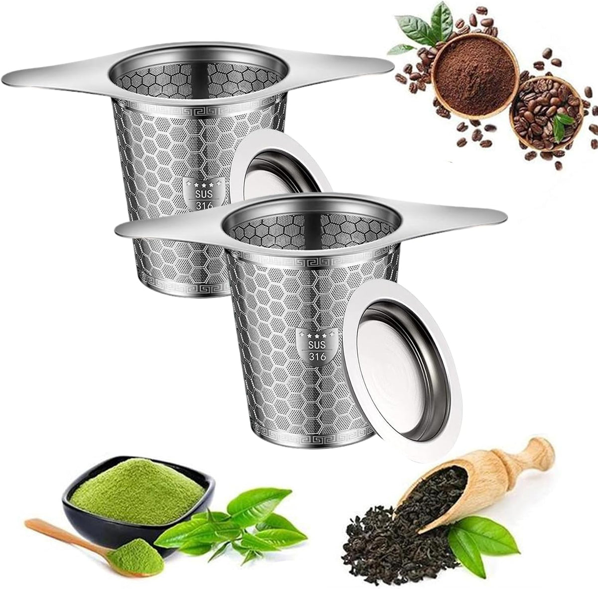 316 Stainless Steel Tea Infuser with Ultra-Fine Mesh – Food Grade Tea Strainer & Tea Steeper for Loose Leaf Tea, Durable and Rustproof