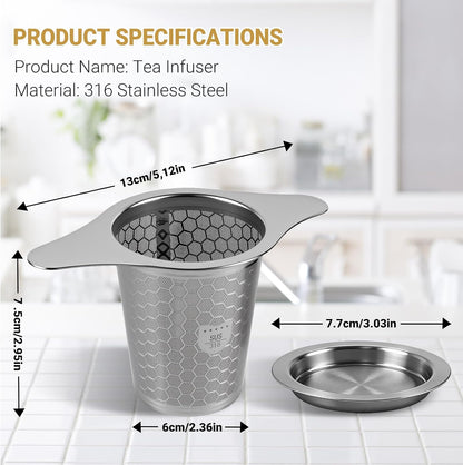 316 Stainless Steel Tea Infuser with Ultra-Fine Mesh – Food Grade Tea Strainer & Tea Steeper for Loose Leaf Tea, Durable and Rustproof