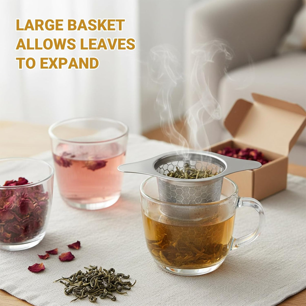 316 Stainless Steel Tea Infuser with Ultra-Fine Mesh – Food Grade Tea Strainer & Tea Steeper for Loose Leaf Tea, Durable and Rustproof