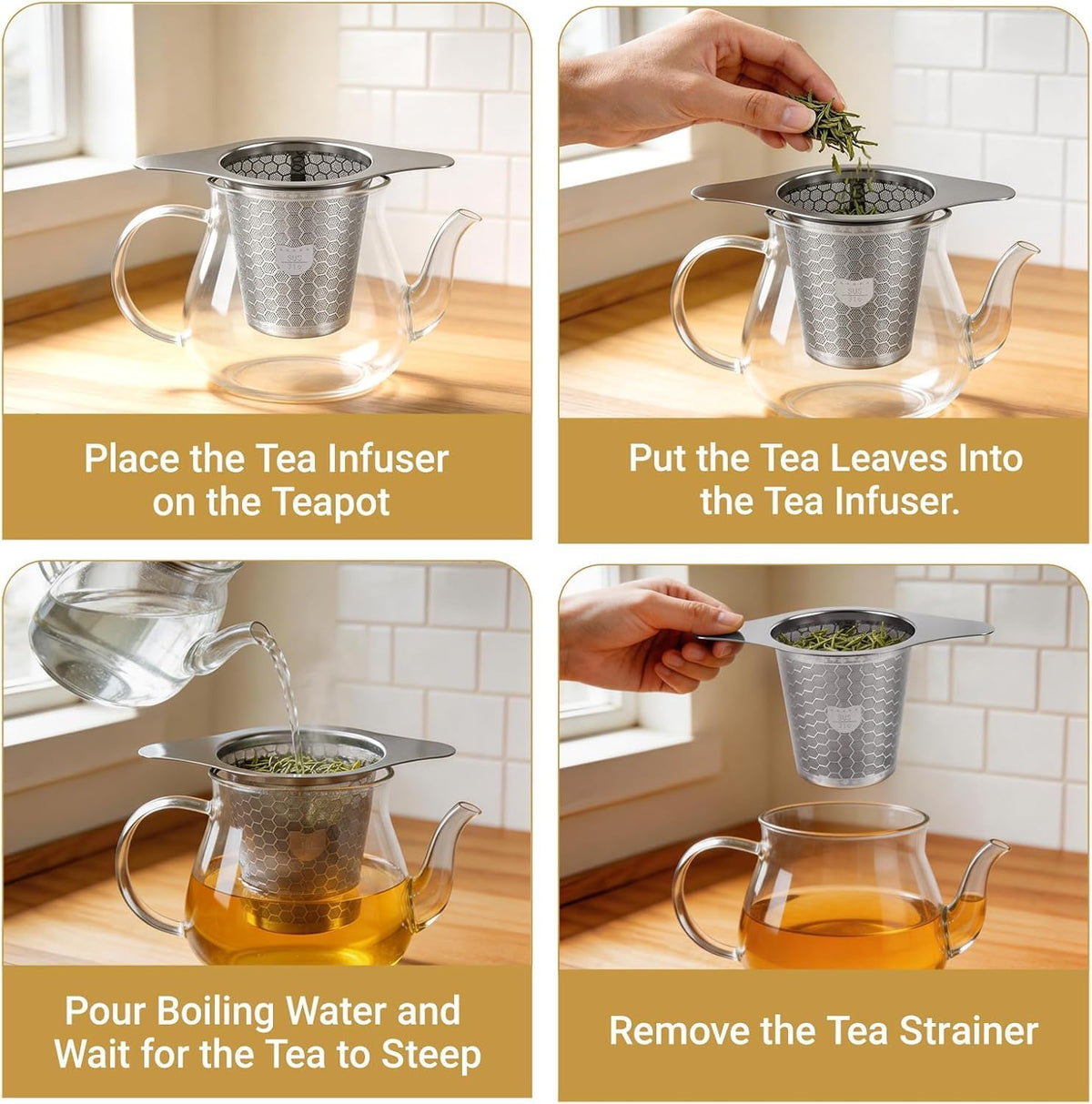 316 Stainless Steel Tea Infuser with Ultra-Fine Mesh – Food Grade Tea Strainer & Tea Steeper for Loose Leaf Tea, Durable and Rustproof