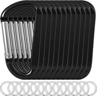 12PCS Carabiner Keychain Clip - 3" Aluminum Caribeener Key Clip,D Ring Shape Nonlocking Carabeaner Hook Buckle,Multi-Function Spring Snap Key Clips Tool for Home,Camping,Hiking,Traveling,Backpack