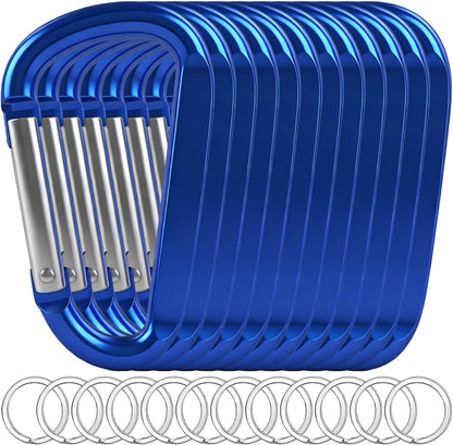 12PCS Carabiner Keychain Clip - 3" Aluminum Caribeener Key Clip,D Ring Shape Nonlocking Carabeaner Hook Buckle,Multi-Function Spring Snap Key Clips Tool for Home,Camping,Hiking,Traveling,Backpack