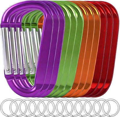 12PCS Carabiner Keychain Clip - 3" Aluminum Caribeener Key Clip,D Ring Shape Nonlocking Carabeaner Hook Buckle,Multi-Function Spring Snap Key Clips Tool for Home,Camping,Hiking,Traveling,Backpack