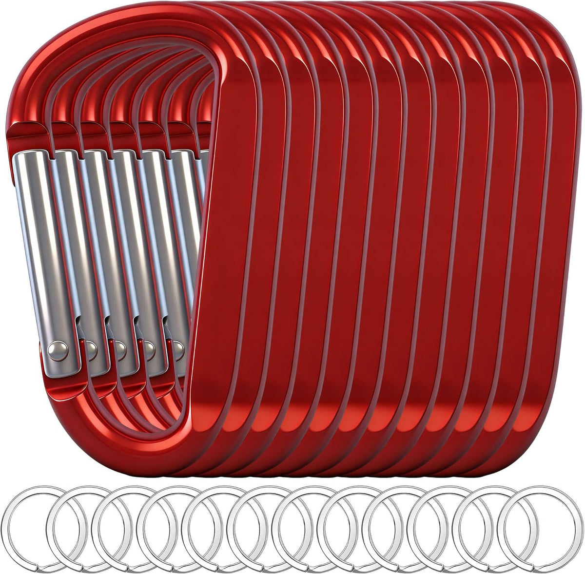12PCS Carabiner Keychain Clip - 3" Aluminum Caribeener Key Clip,D Ring Shape Nonlocking Carabeaner Hook Buckle,Multi-Function Spring Snap Key Clips Tool for Home,Camping,Hiking,Traveling,Backpack