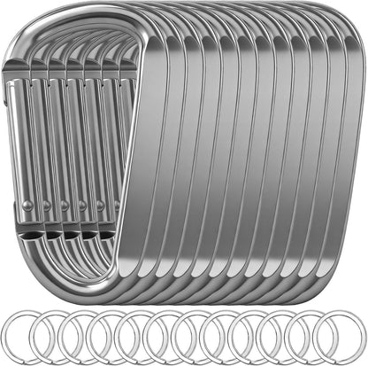 12PCS Carabiner Keychain Clip - 3" Aluminum Caribeener Key Clip,D Ring Shape Nonlocking Carabeaner Hook Buckle,Multi-Function Spring Snap Key Clips Tool for Home,Camping,Hiking,Traveling,Backpack